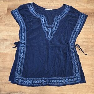 Maurices Dark Blue Tunic with Light Blue Embroidery